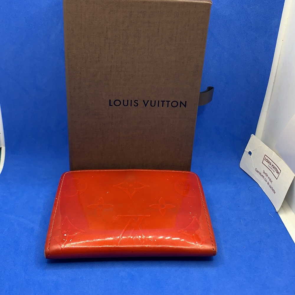 LOUIS VUITTON Vernice Sarah compact orange (ish) red color wallet vintage - Picture 5 of 12